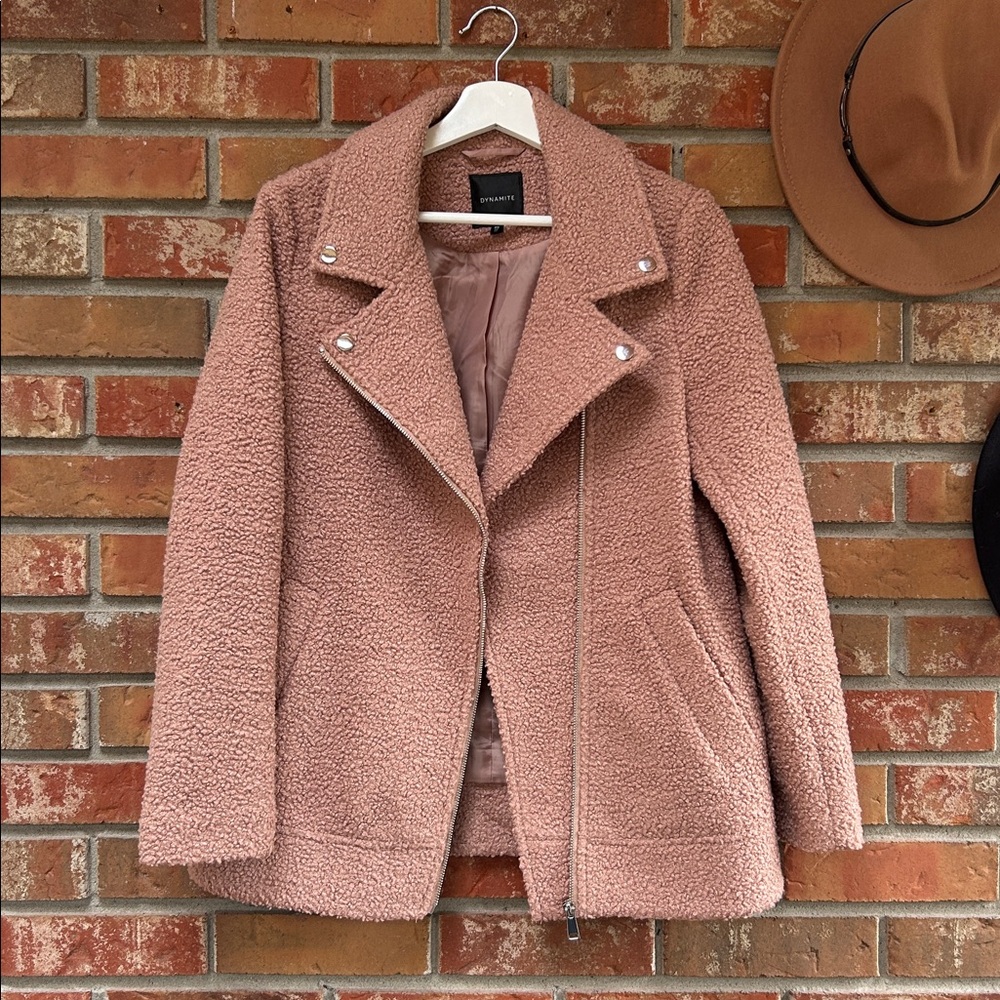 Dynamite Mauve Teddy Moto Jacket (S)